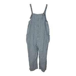 Made in Italy Womens Gauzy Cotton Jumpsuit 8 Striped Breathable Lagenlook Boho